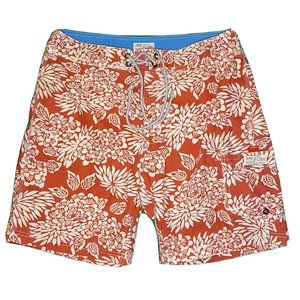 Men's J.Crew Orange/Red Swim Board Shorts Trunks Size 33 NWT